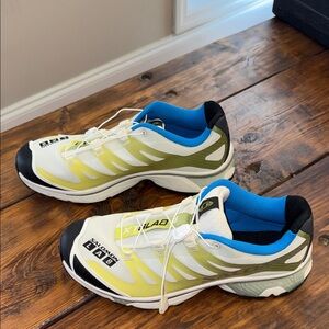 Salomon XT-4 Lab Yellow, Blue and Black Trail Shoes. Size 10. Like new.